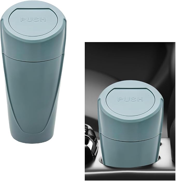 Car Trash Can with Lid, Mini Car Garbage Bin Leakproof Cup Holder Trash Can, Multipurpose Organizer Door Pocket Trash Cup Fits Auto Home Office, Universal Garbage Can (Black Green)