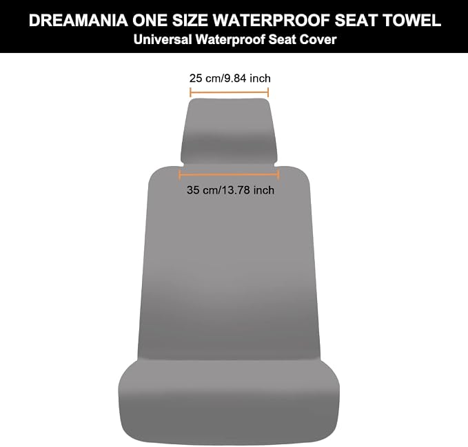 Waterproof Seat Cover, Upgraded Sweat Carseat Protector, Perfect for Universal Anti-Slip Car Truck SUV Seat, Ideal for Surfing Yoga Gym Workout, Grey