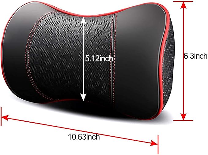 HAOTULE Car Leather Neck Pillows, Neck Rest Cushions,100% Memory Foam Cervical Support, Comfortable Travel car Seats and Home Office Soft Pillows, Black a Set (2 pcs)