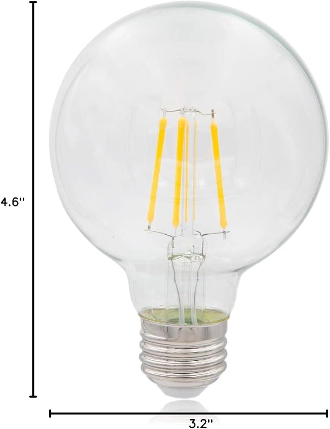 Maxxima G25 LED Light Bulb Globe Filament Bulb, 500 Lumens 2700K, 6 Pack | E26, Warm White, 40 Watt Equal, Standard Edison Vanity Bulb, Great for Kitchen, Living Room, and Bathroom, Non-Dimmable, 120V