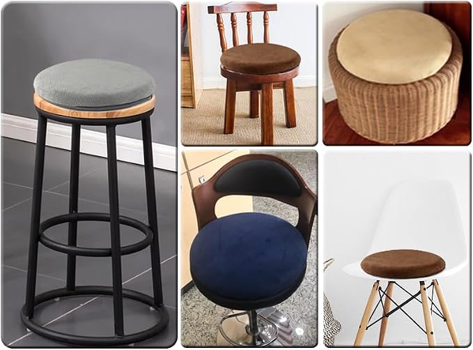 Sigmat Memory Foam Seat Cushion Anti-Slip Soft Round Stool Cushion Chair Pad 15 Inch Coffee