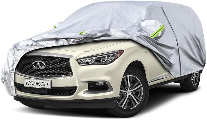 Koukou SUV Car Cover Custom Fit Infiniti QX60 from 2013 to 2025, Waterproof Car Cover All Weather for Automobiles Outdoor Indoor with Zipper Door,Sun Rain Dust Snow Protection.