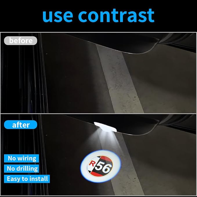 2 pcs LED Car Door Logo Lights Courtesy Projector Laser Puddle lamp Ghost Shadow Light Accessories Compatible with r55/r56/r57/r58/r59/r60/r51/f54/f56/f55/f60 (04)