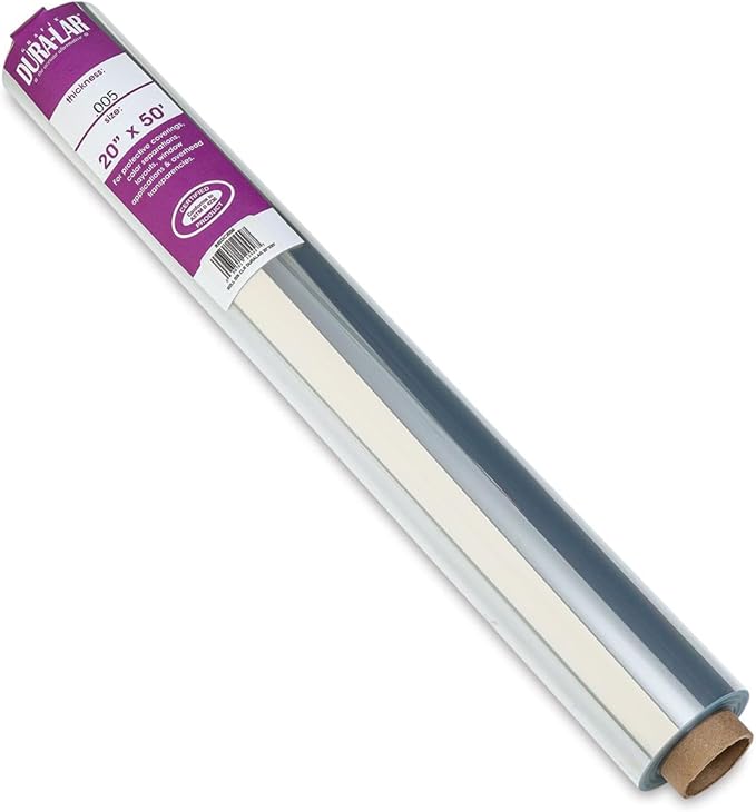 Grafix Dura-Lar 0.005" Film, Ultra Clear, Glossy 20" x50', Material, Mylar/Acetate Alternative for, Blank Stencils and Templates, Protection, Transparencies, Windows, Arts and Crafts, Roll
