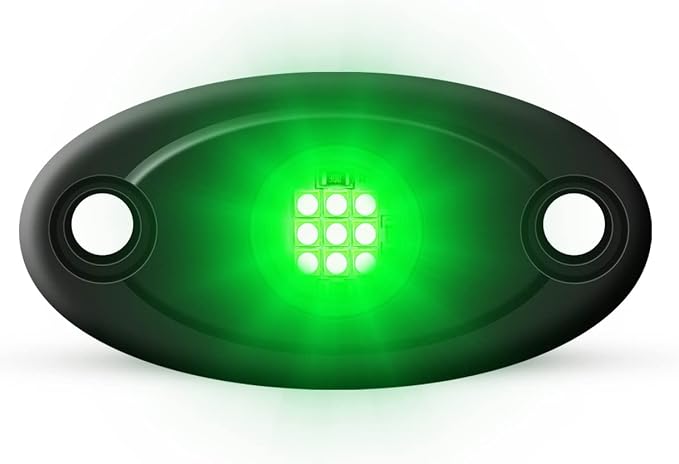 12 Pods Green LED Rock Lights Neon Underglow Light for Car Truck ATV SUV | Under Body Glow Light Trail Fender Lighting