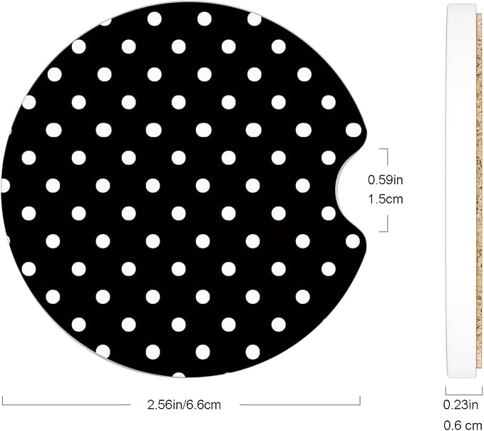 Ceramic Car Coasters – Absorbent Car Cup Holder Coaster Set for Women, Cute Aesthetic Car Accessories for Girls, 2 Pack (Jet Black)