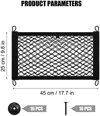 DEDC 4 Pack 17.7x9.8'' Cargo Storage Net Universal Elastic Storage Mesh | Double Layer Elastic Cargo Nets for RV, Boats with Mounting Screws, Hooks, Trunk Storage Net for SUV