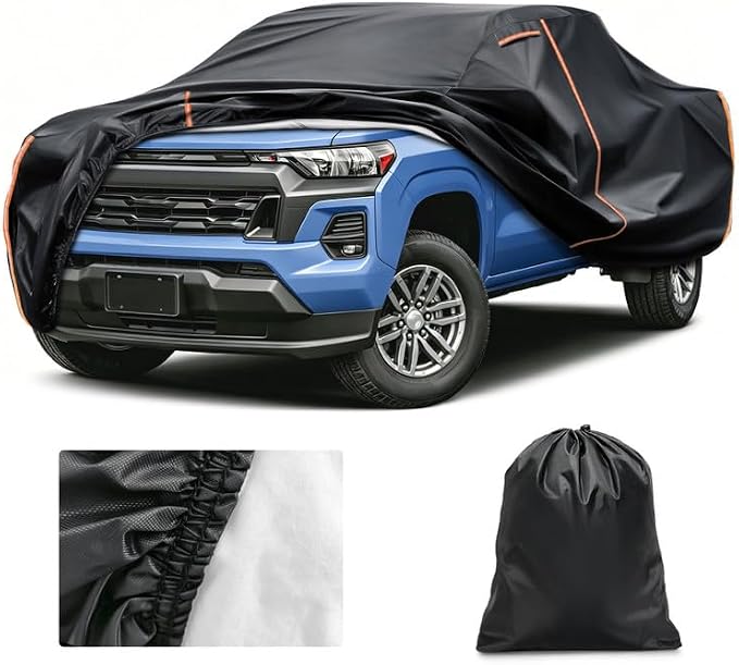 Car Cover Custom Fit for Chevy Colorado 2023-2026, Waterproof PEVA with Cotton Lining, All Weather Sun Rain UV Dust Snow Protection, Truck Cover with Door Zipper