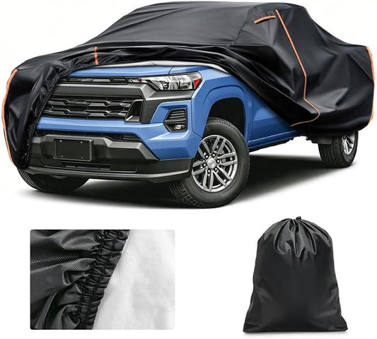 Car Cover Custom Fit for Chevy Colorado 2023-2026, Waterproof PEVA with Cotton Lining, All Weather Sun Rain UV Dust Snow Protection, Truck Cover with Door Zipper