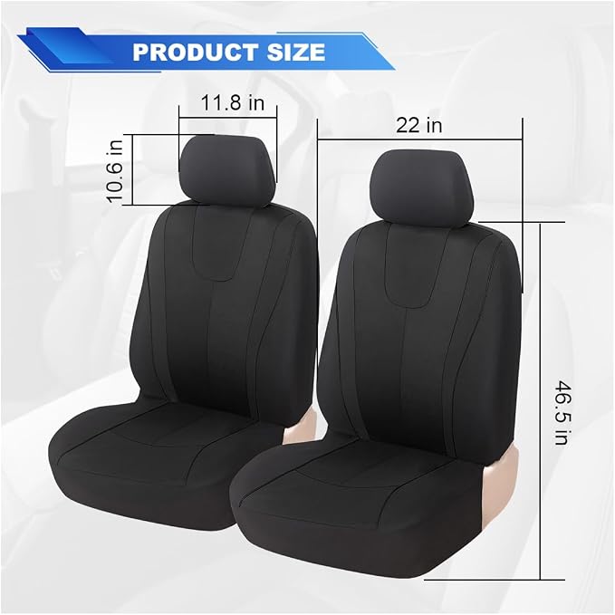 ZIMISI 4PCS Car Front Seat Covers, Comfort Breathable Vehicle Seat Protector Cover, Universal Automotive Interior Accessories for Car, SUV, Truck (Black)