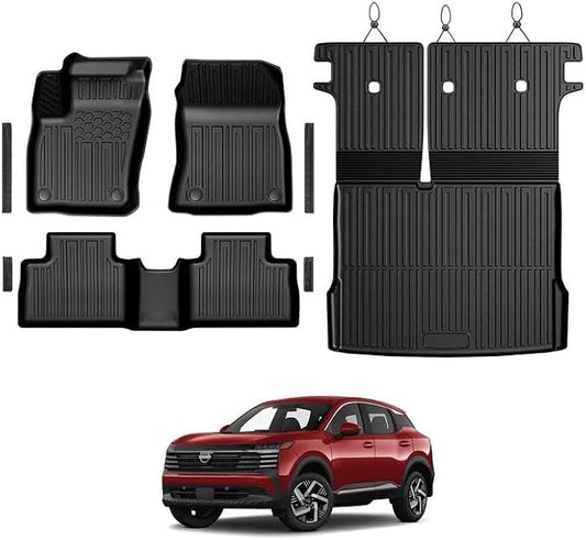 Floor Mats for Nissan Kicks 2025-2026, All Weather Floor Mats Trunk Cargo Liner and Door Sill Guards Accessories, Full Coverage Set (Fit for FWD/AWD)