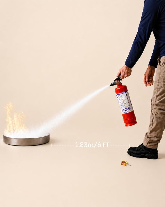 Ougist Fire Extinguisher for Home & Vehicle, 1-A:10-B:C, FF1KG 2.5lb 6 Pack | Dry Chemical Extinguisher Set for Small Home, Car, Garage and Boat Fires with Quick-Release Handle and Compact Storage