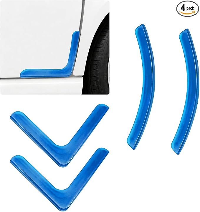Craedli 4PCS Car Door Corner Edge Guards, Anti-Collision Auto Side Door Edge Trim Sticker, Universal Self-Adhesive Anti-Rub Vehicle Exterior Protector Decoration for SUV Pickup Truck (Blue)