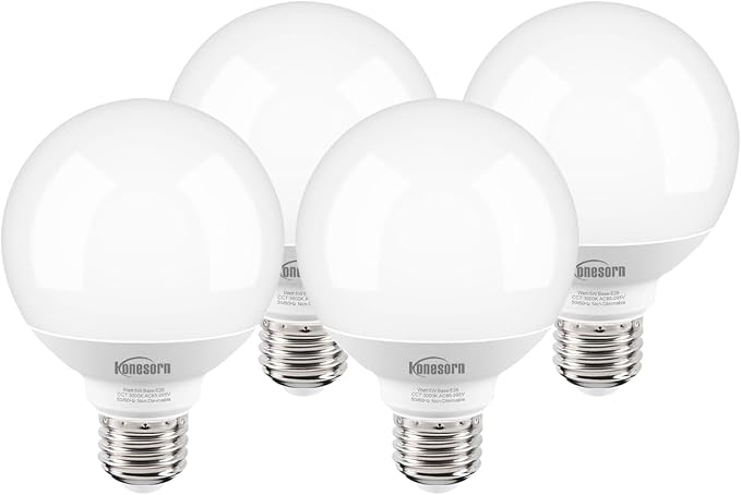 Honesorn Light Bulbs 60 Watt Equivalent - G25 Globe LED Bulbs 3000K Soft White E26 Medium Base Light Bulbs for Bathroom Vanity Mirror 5W, 500LM, Non-dimmable, 4 Pack