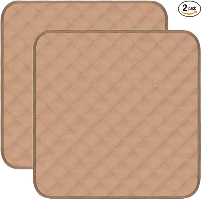 Waterproof Washable Seat Protector Pads Reusable Incontinence Chair Pads Resuable Pee Pads for Senior Adults Kids Stay Well in Place 22"X21" Beige 2Pcs