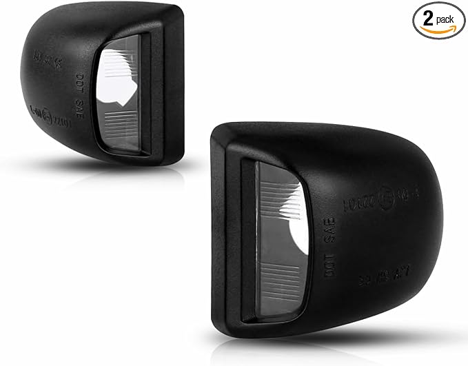 LESAUCE LED License Plate Light Housing for for Chevy Silverado 1500 2500 3500 Suburban Tahoe GMC Sierra Yukon XL for Escalade, Black, 2PCS