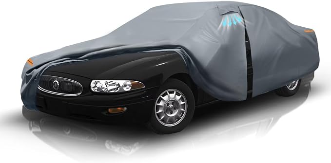 Waterproof Buick Century(1993-2005) Car Cover with Breathable Vents, [Upgrade] Premium Covers with Cotton Liner and Zipper Door, Sun Rain Snow Dust Uv Protection.(Gift with Towel)