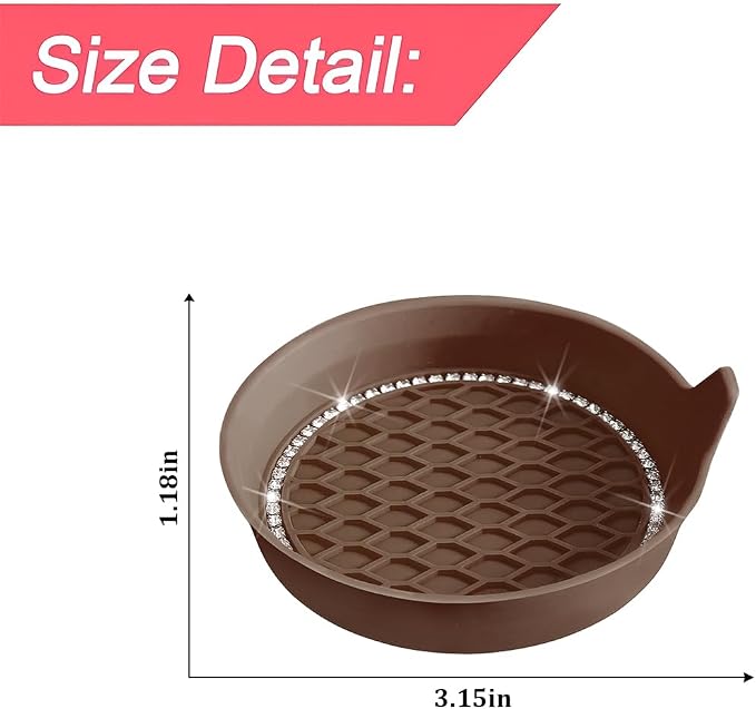 4PCS Bling Car Cup Holder Coaster, Crystal Rhinestone Insert Dustproof Non-Slip Drink Cup Mat, Diamond Shockproof Auto Interior Water Bottle Pad Cushion Coaster, Universal Fit (Coffee)