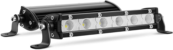 Nilight 2PCS 7 Inch 18W Ultra-Slim Single Row LED Flood Light Bar Fog Light Dricing Light Work Light for Offroad 4x4 Jeeps Trucks ATV UTV SUV Tacoma Subaru