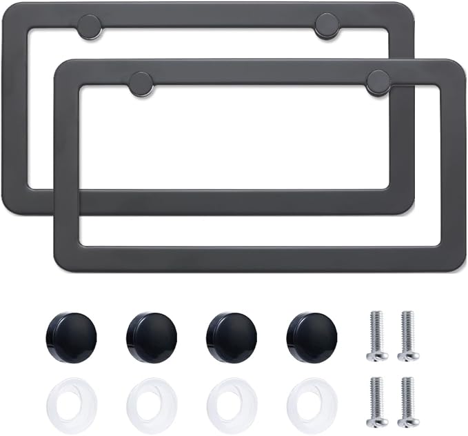 FIISFIIS 2 Pack Premium Stainless Steel License Plate Frames, Solid Rust-Proof Stainless Steel Holder with 2 Holes, Universal Car Frame for Including Screws (Silver)