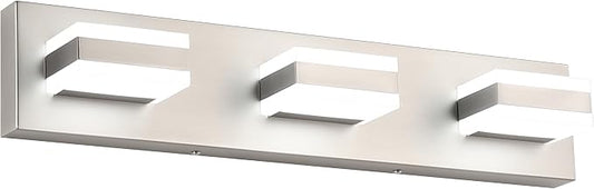 SOLFART Bathroom Vanity Lights Over Mirror Brushed Nickel Bathroom Light Fixture 3 Light Led Lights for Bathrooms Vanity Lights for Bath Nickel ETL Listed
