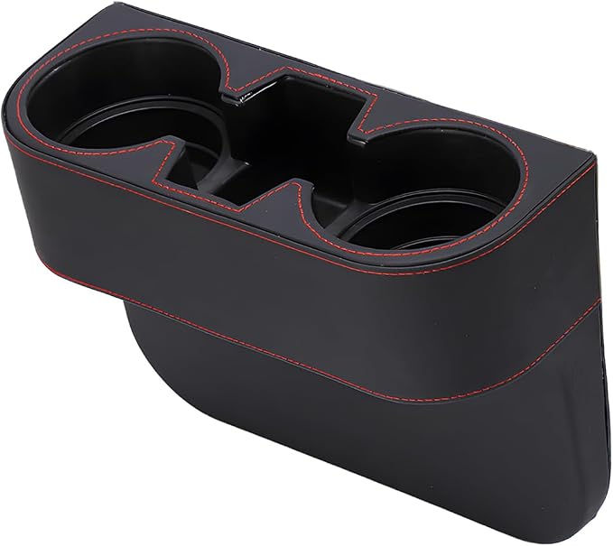 YoRise Car Cup Holder, PU Leather Automotive Cup Drink Holder, Car Seat Gap Filler Storage Box, Multifunctional Front Seat Organizer, Cell Mobile Phone Holder, Coin Bucket (Black)