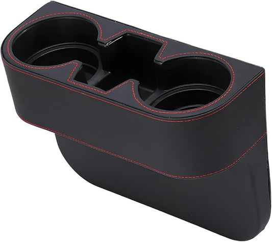 YoRise Car Cup Holder, PU Leather Automotive Cup Drink Holder, Car Seat Gap Filler Storage Box, Multifunctional Front Seat Organizer, Cell Mobile Phone Holder, Coin Bucket (Black)