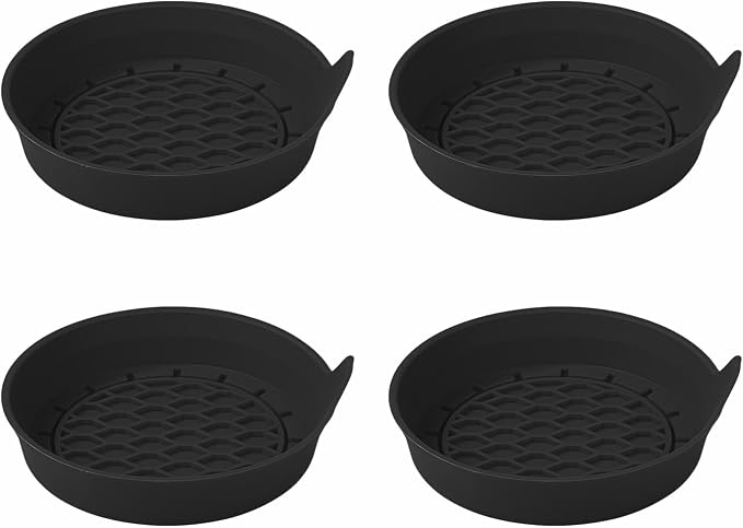 4 Pack Car Cup Holder Coaster, 3.15 Inch Non-Slip Silicone, Black | Cup holder insert, spill proof ,raised lip, honeycomb base, rinse clean, fits most sedans suvs trucks, automotive accessories