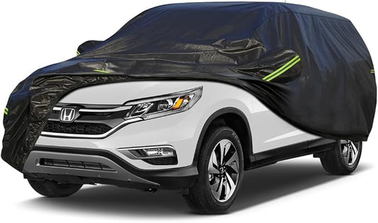 KouKou Waterproof SUV Car Cover Suitable for Honda CRV from 1995 to 2025, 7 Layers Windproof All Weather Waterproof Outdoor Cover Sun Rain UV Dust Snow Protection. Black