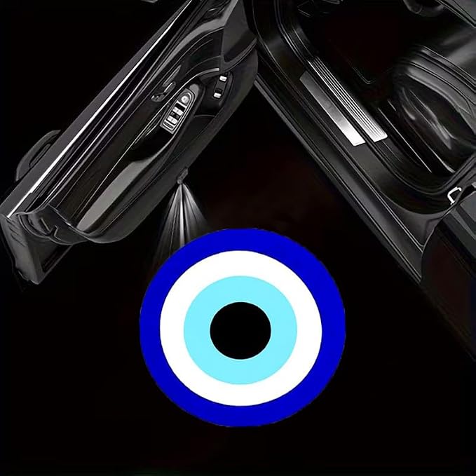 2PCS Car Door Lights,Evil Eye Door Lights Logo Projector LED Shadow Welcome Lamp,Blue Eyes Car Accessories Evil Eye Gifts for Women Men,Suitable for All Vehicles Motorcycle Bike