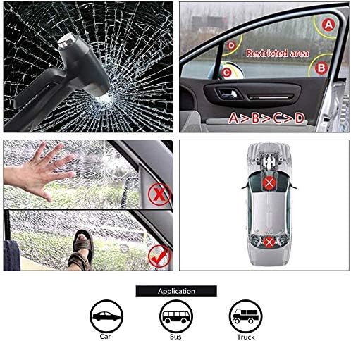 Car Window Breaker, Glass Breaker and Seatbelt Cutter, Emergency Car Glass Safety Hammer, Window Punch Seatbelt Cutter for Family Rescue & Auto Escape Tools(Black)