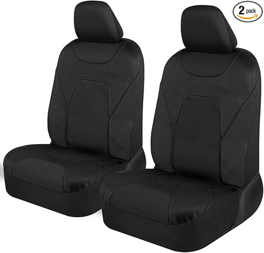 Motor Trend AquaShield Waterproof Front Seat Covers, Black Seat Covers for Cars – Neoprene Front Car Seats Cover, SUV Seat Covers Protector - Car Interior Cover for Auto, Trucks, & Dog Owners