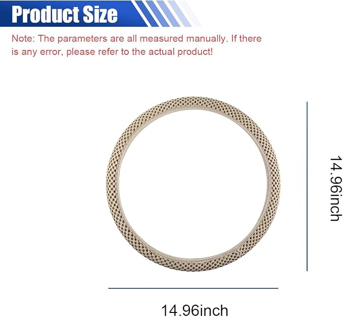 Elastic Stretch Steering Wheel Cover, for Men Women (Beige) | 15" Breathable Microfiber Ice Silk Steering Wheel Protector, Universal Anti-Slip Warm in Winter&Cool in Summer Car Accessory