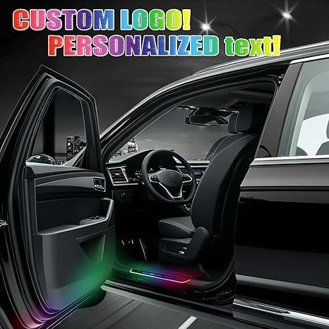2 Pcs Led Door Sills for Car Magnetic, Custom Logo or Text, Auto-Sensing Welcome Lights, Applicable 99% of Models, 7 Colors, 28 Dynamic Modes, Led Car Door Lights No Installation Required