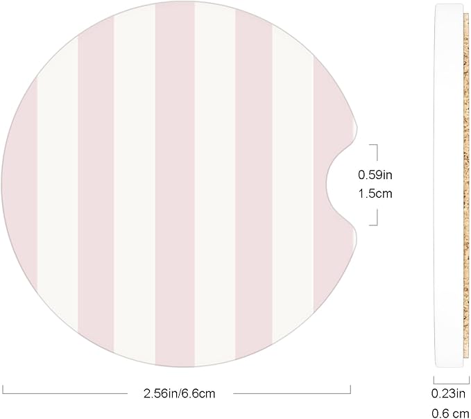 Ceramic Car Coasters – Absorbent Car Cup Holder Coaster Set for Women, Cute Aesthetic Car Accessories for Girls, 2 Pack (Classic Pink)