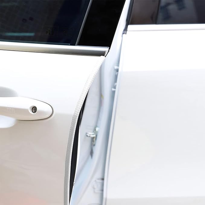 Fekey&JF Car Door Edge Guards, 16FT Car Edge Rubber Seal Trim Protector, No Glue Needed U Shape Car Door Guard Universal for Most Cars, Vehicles, SUVs (White/16FT)