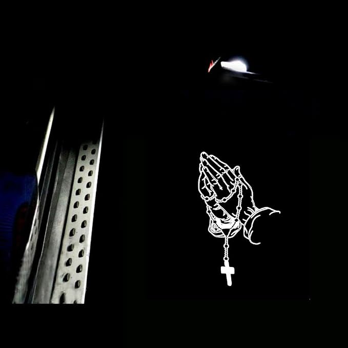 2PCS Car Door Light Logo Projector Wireless Christian Jesus Cross Car Accessories Prayer Gesture Cross Universal Fit for Most Cars/Trucks/SUVs Car Accessories