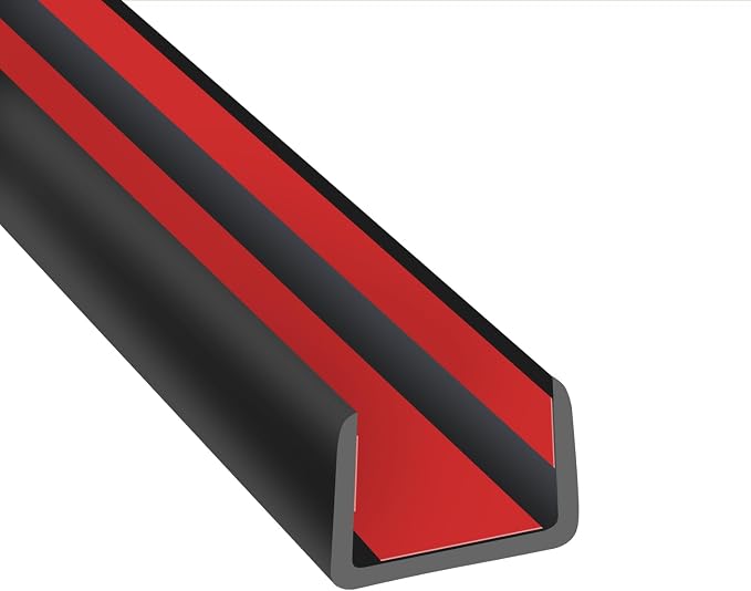 Rubber Edge Trim, Flexible Self-Adhesive U Shaped Peel and Stick Edge Banding, 5/8"(16mm) Wide U Channel Edge Protector, Baby Proof Edge Guards for Woods, Plywood, Furniture, 20Ft, Black Color
