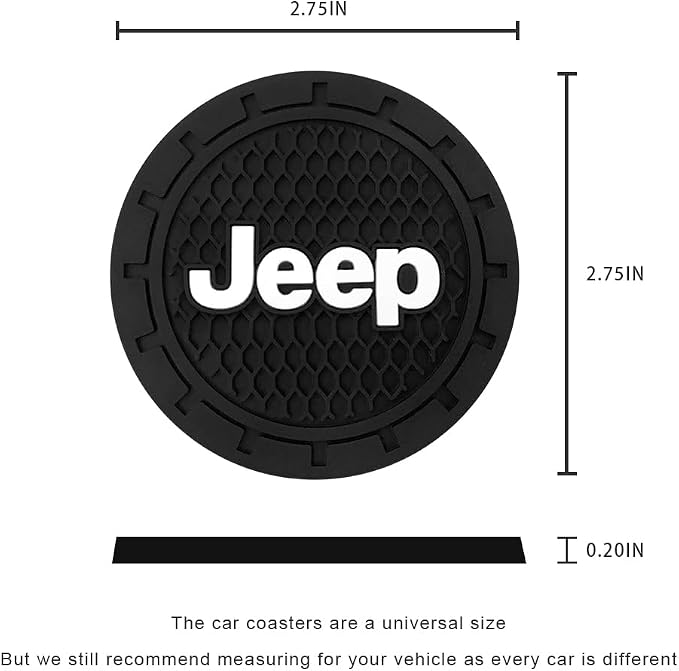 Car Cup Holder Coaster for Jeep Series Recessed Silicone Cupholder Coaster Interior Accessories 2.75in 2Pieces Black