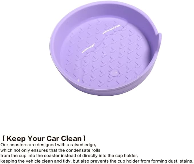 4 Packs Silicone Car Cup Holder Coasters,Car Coasters for Cup Holders,Universal Removabl Vehicle Cup Holder Coasters for Most Cars, Trucks, RVs (Purple)