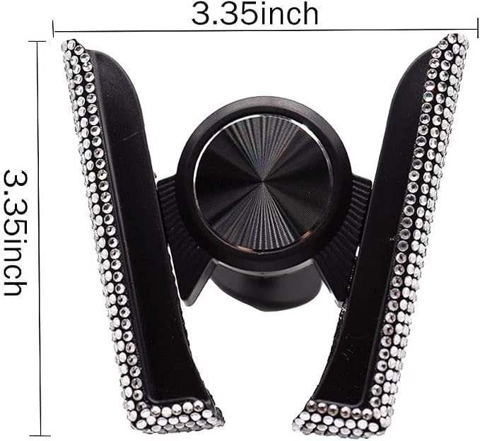 SUNCARACCL Bling Phone Holder for Car Vent, Diamond Cellphone Mount | 360 Degrees Adjustable Crystal Phone Stand With Rhinestone, Car Accessories for Women and Girls (White Dimond)