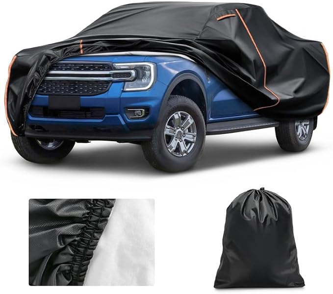 Truck Cover Custom Fit for Ford Ranger 2024–2026 Crew Cab (SuperCrew), Waterproof PEVA with Soft Cotton Lining, All Weather Protection, Full Pickup Cover with Door Zipper