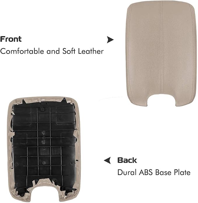 A ABIGAIL Center Console Armrest Cover Repacement Compatible with 2008 2009 2010 2011 2012 Honda Accord Auto Leather Suture Console Lid Cover Replacement (Beige)