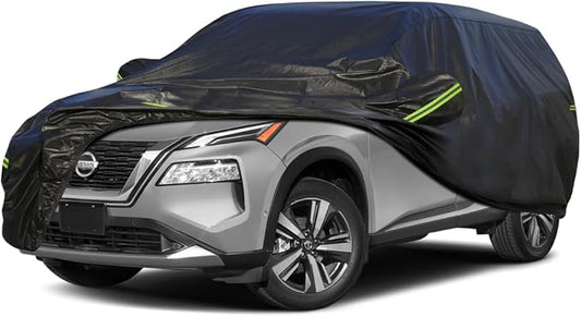 KouKou Waterproof SUV Car Cover Suitable for Nissan Rogue from 2001 to 2025, 7 Layers Windproof All Weather Waterproof Outdoor Cover Sun Rain UV Dust Snow Protection. Black