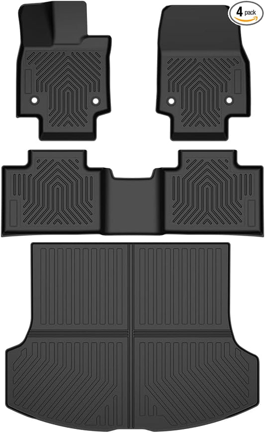 G-PLUS 4PCS Floor Mats Cargo Liner Compatible with Lexus RX500 2023 | All Weather Protection,Non-Slip,Custom Fit Floor Cargo Liner,TPE Full Coverage,Black,4PCS