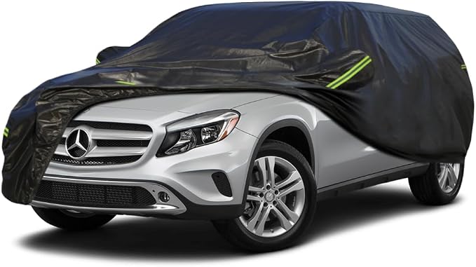 KouKou Waterproof SUV Car Cover Suitable for Mercedes Benz GLA200 GLA250 GLA35 45 from 2013 to 2025, 7 Layers Windproof All Weather Waterproof Outdoor Cover Sun Rain UV Dust Snow Protection. Black
