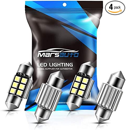 Marsauto DE3175 LED Bulb 31mm Festoon LED Bulbs White 1.2inch Super Bright 300LM 6500K 2835SMD 3175 DE3021 3022 3021 for Car Interior Dome Map License Plate Lights RV Interior Lighting Pack of 4