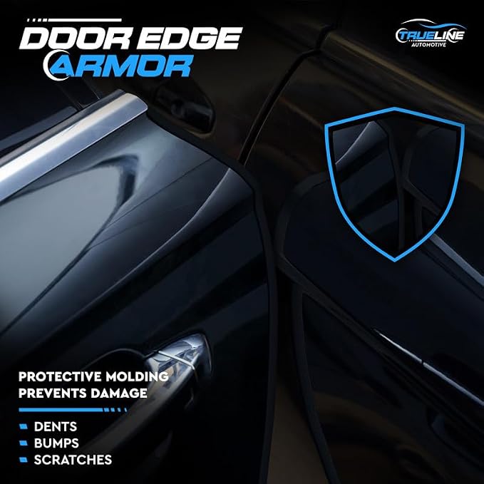 True Line Automotive L Shaped Car Door Edge Guards - 18 FT Car Door Edge Protector - Ultra-Durable Door Edge Guard with 3M Adhesive, Universal Fitting, Scratch Protection for Car Doors, Lightweight