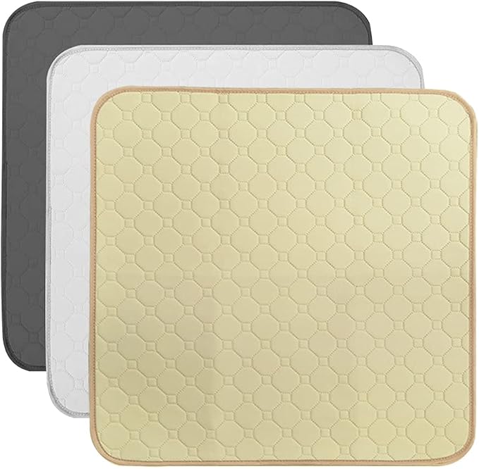 Non-Slip Absorbent Washable Incontinence Pad underpad Seat 4-Layer Design Chair Absorbent Pads Protection - for Seniors, Adult, Children, or Pet Underpad Protection - Set of 2 (Beige, 21" L x 22" W)