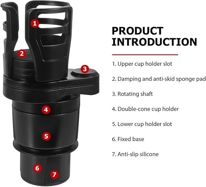 Cabilock Car Cup Holder Expander Multifunction Drink Holder with Rotating Base Adjustable Water Cup for Car Organizer for Mugs Bottles and Auto Storage